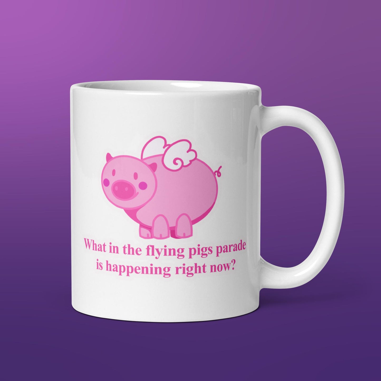 Flying Pig White Glossy Mug